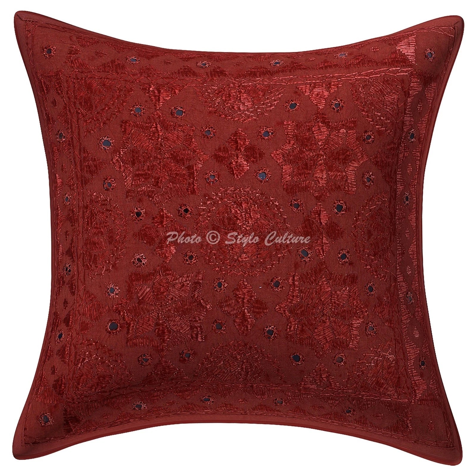 Cushion Cover Pillow Case Embroidered Indian Traditional Throw Decor Art Yoga