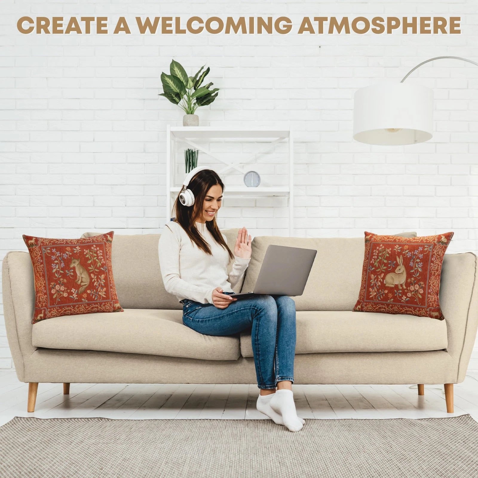 Charlotte Home Furnishings Couch Pillow Covers 19x19 in, Tapestry Throw Pillo...