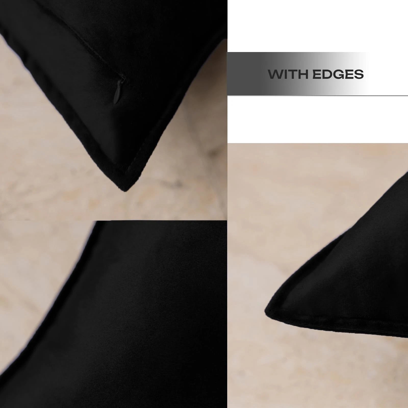 Velvet Black Throw Pillow Covers Pack of 2 Decorative Soft for Couch Sofa Bed...