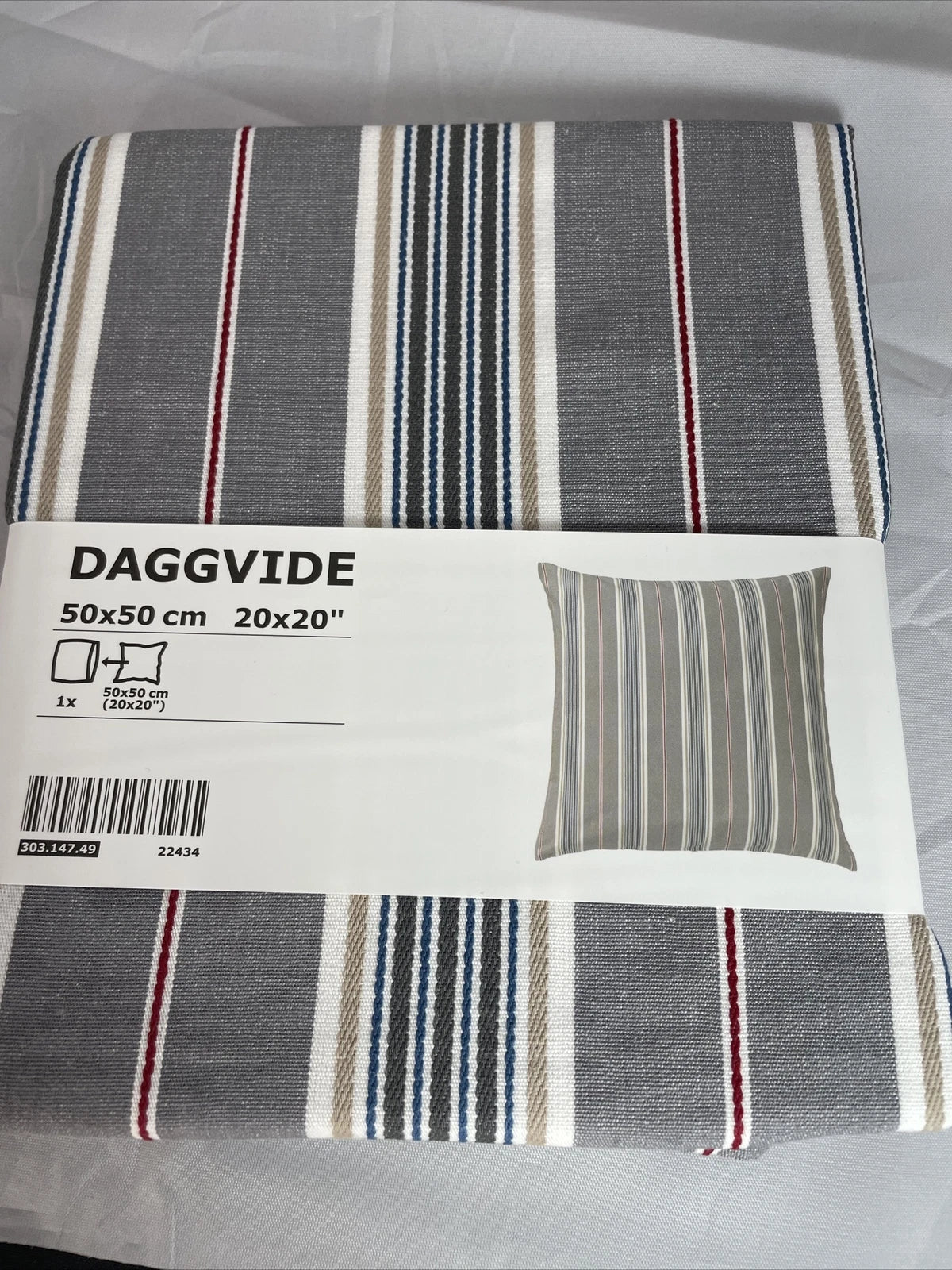 IKEA DAGGVIDE Cushion Pillow Cover, Couch Sofa, Gray/Multicolor, 20x20" - 4 PACK