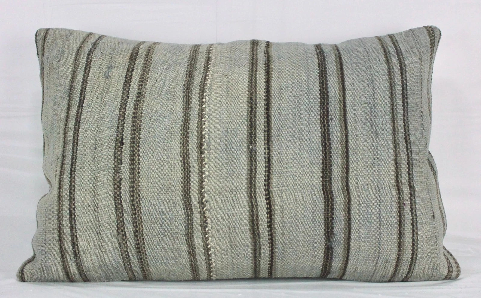 Decorative Turkish Kilim Lumbar Pillow Cover 16x23 Beige Brow Kilim Sofa Cushion