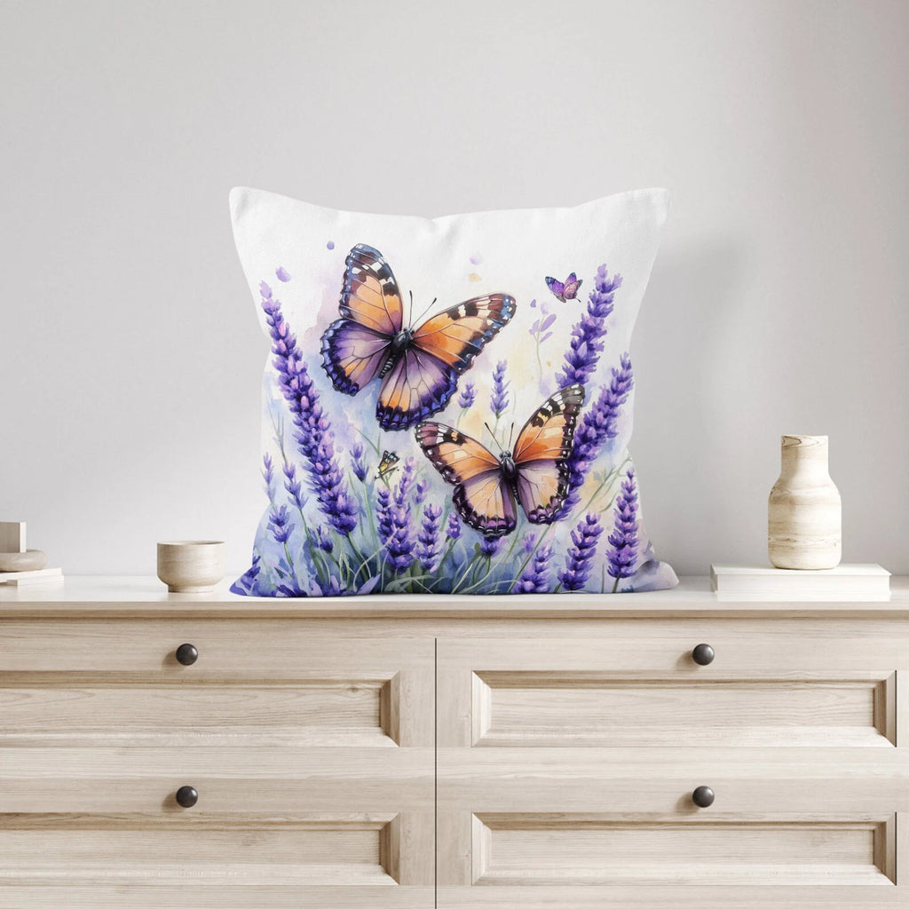 4pcs Butterfly Plant Purple Floral Pillow Case Cushion Cover Sofa Home Decor