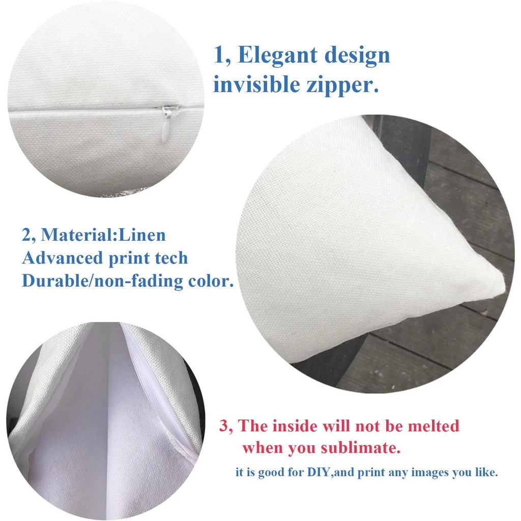 50pcs 40x40cm Blank White Linen Sublimation Blank Pillow Case Sofa Cushion Cover