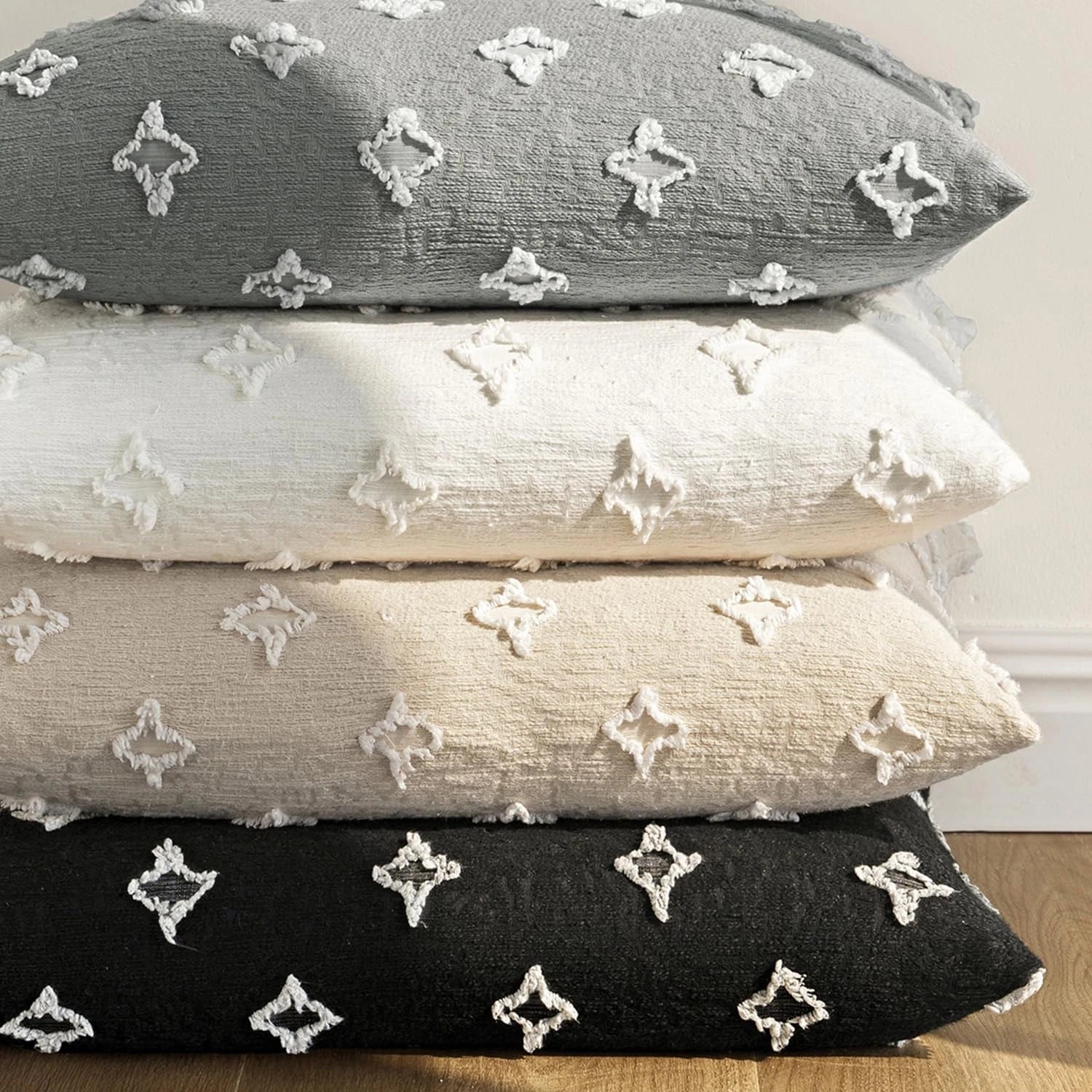 MIULEE Set of 2 Decorative Throw Pillow Covers Rhombic Jacquard Pillowcase So...