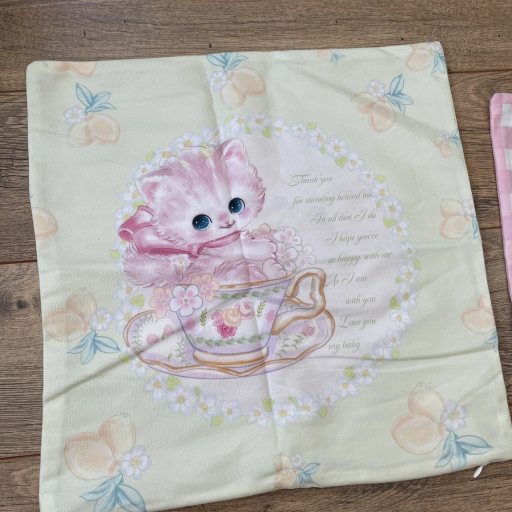 Cute Cat Flower Cushion Covers Throw Pillow Case for Home Sofa Bed Decor
