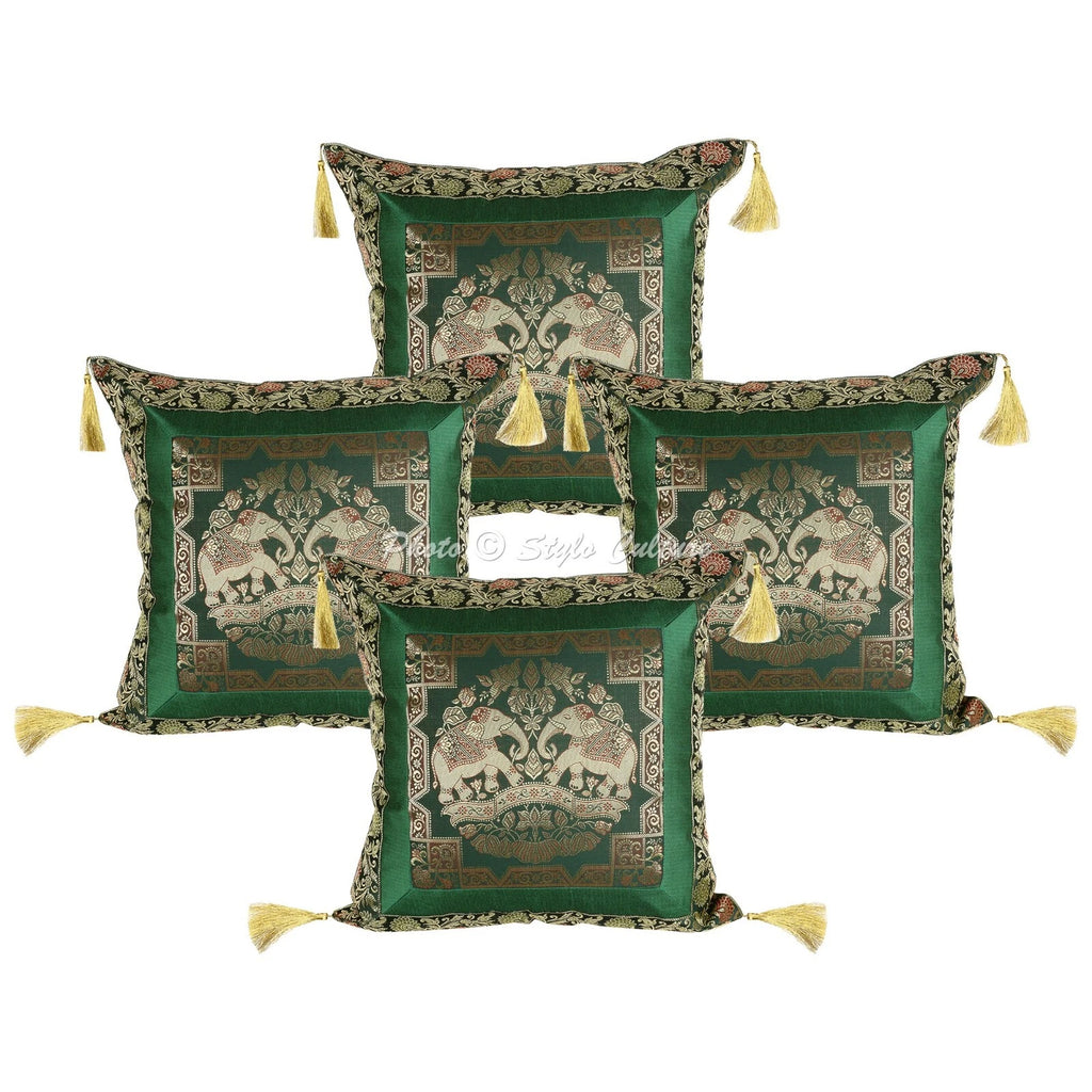 Handwoven Home Decor Cushion Elephant Brocade Jacquard Pillow Cover Case