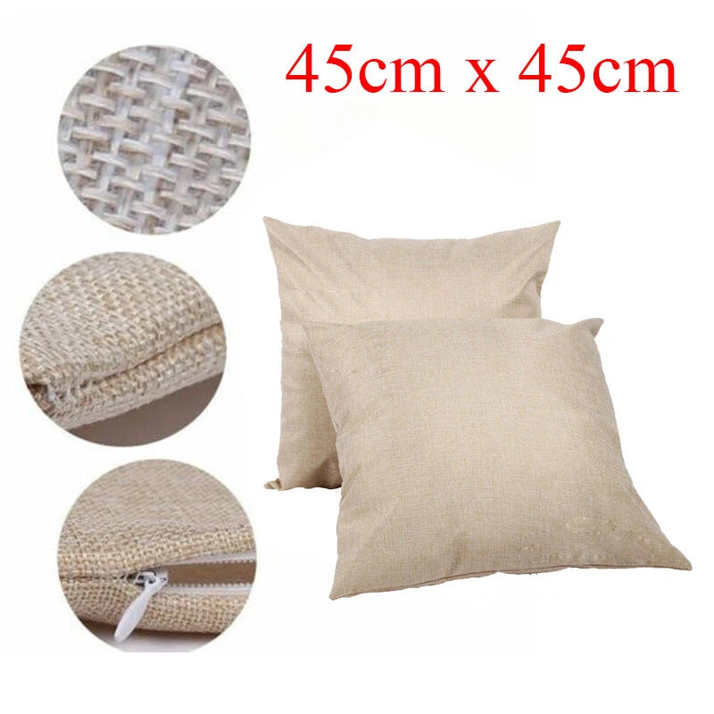 50Pcs 18" Upgraded Linen Blank Sublimation Pillow Case Sofa Waist Cushion Cover
