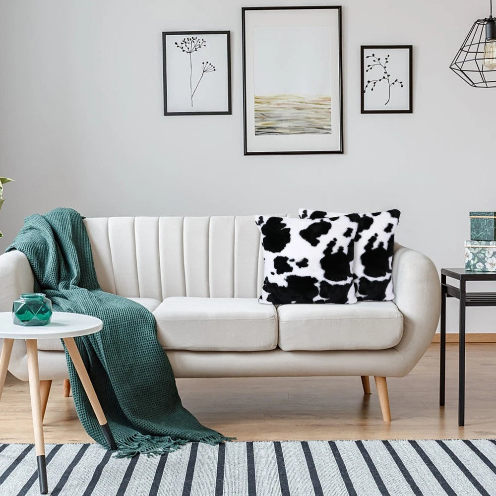 Cow Plush Cushion Travel Pillow Covers Decorative Pillowcase for Sofas