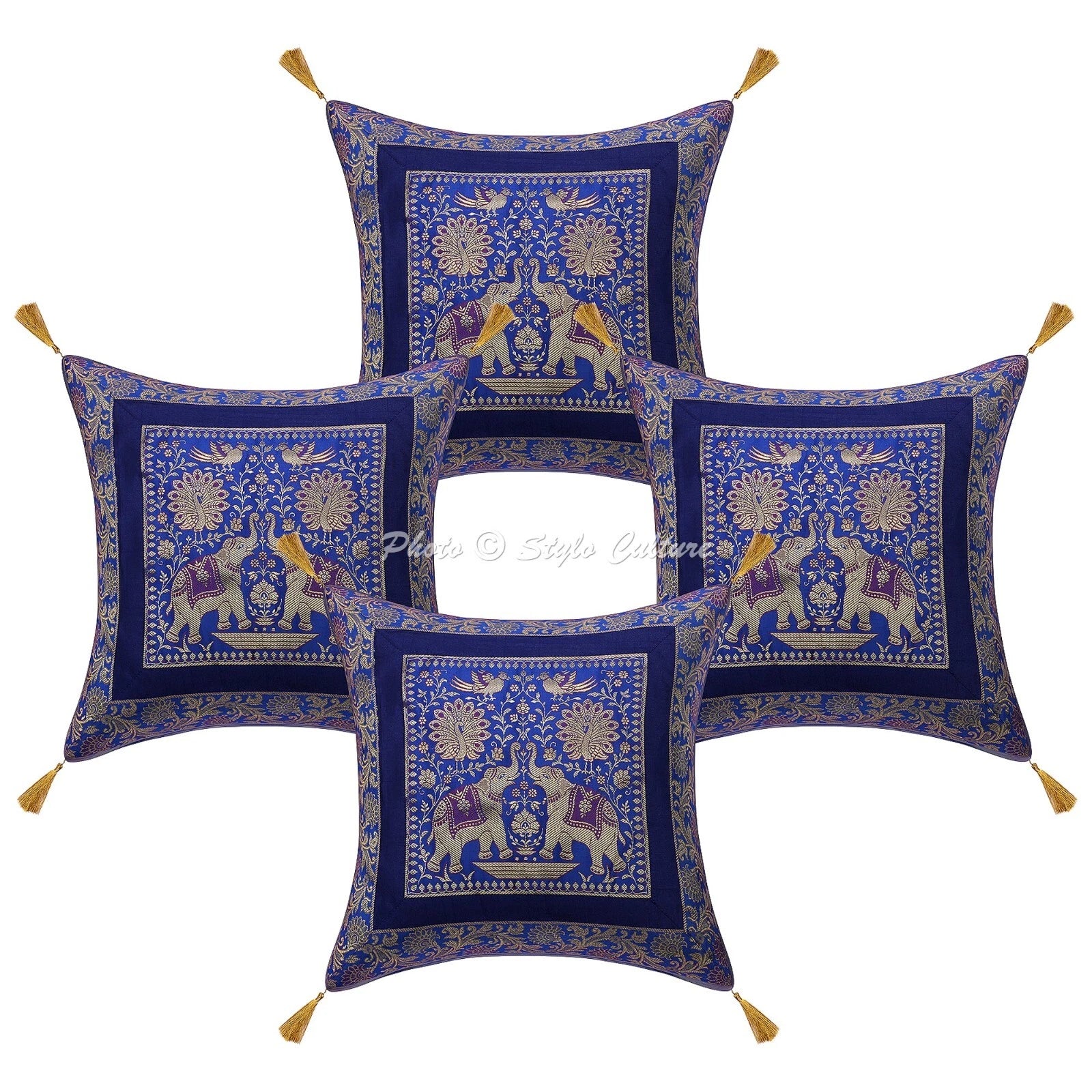 Pillow Cover Bohemian Brocade Jacquard Decor Car Sofa Cushion Case 18 x 18 in