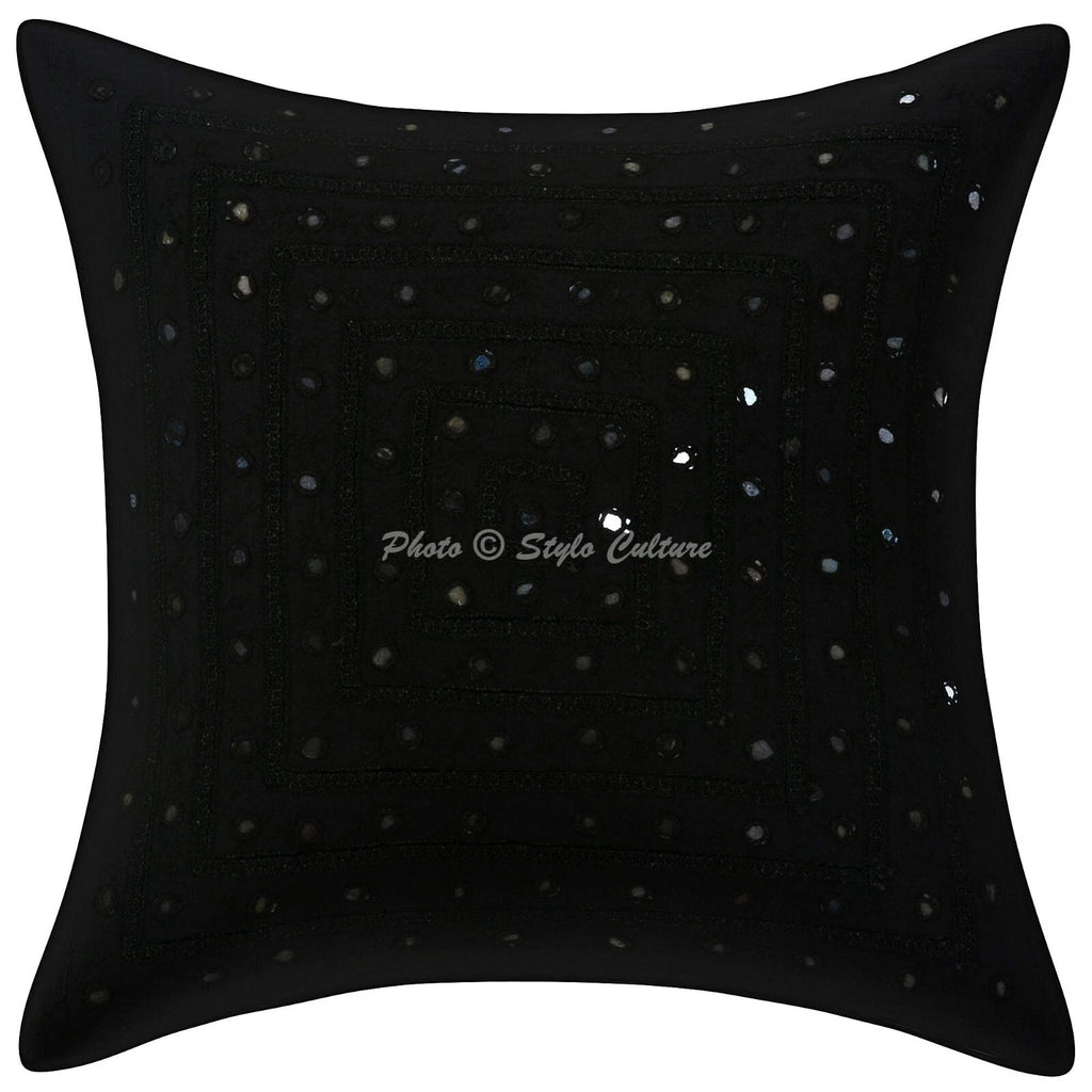 Cushion Cover Pillow Case Embroidered Mirrored Traditional Throw Decor Art Yoga