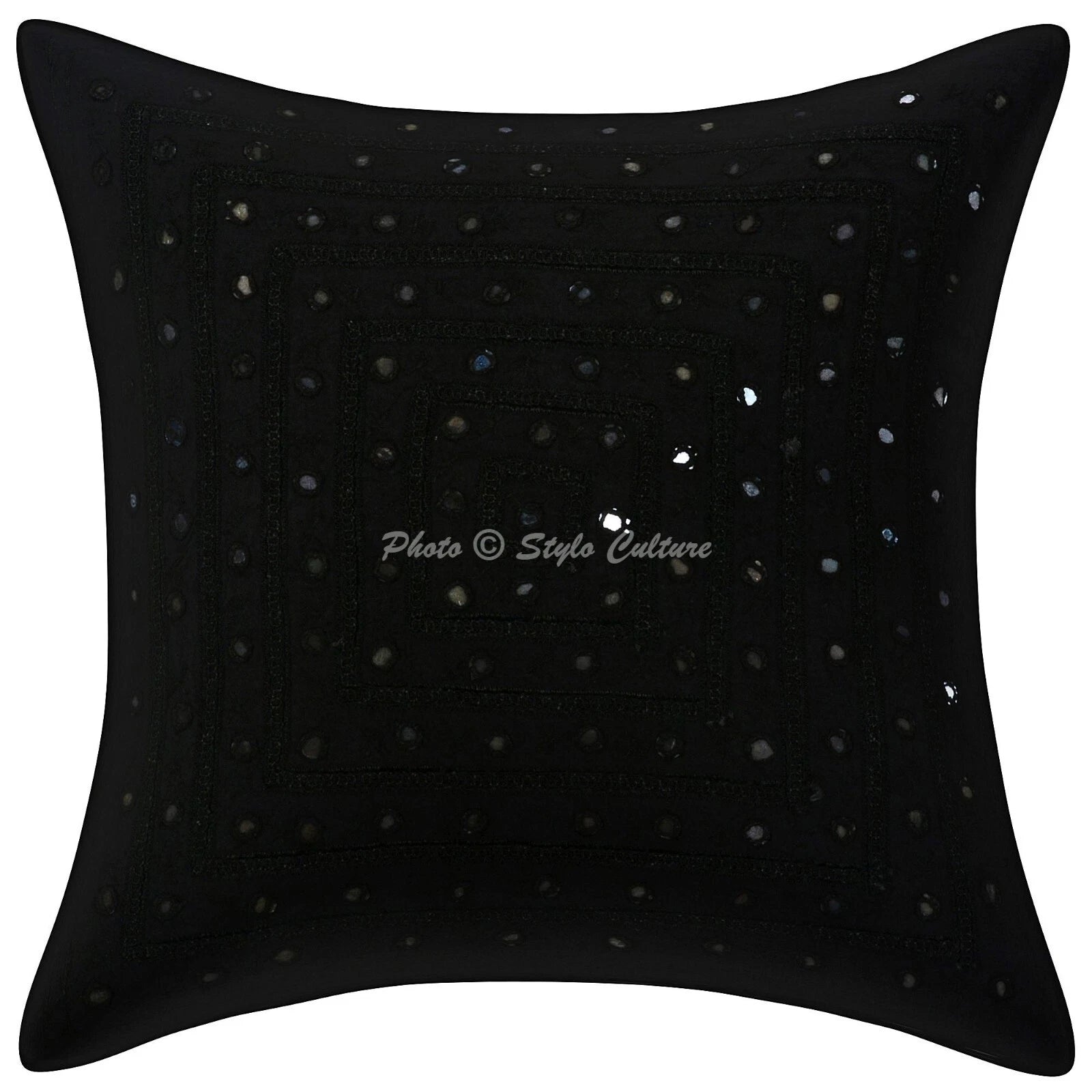 Cushion Cover Pillow Case Embroidered Mirrored Traditional Throw Decor Art Yoga