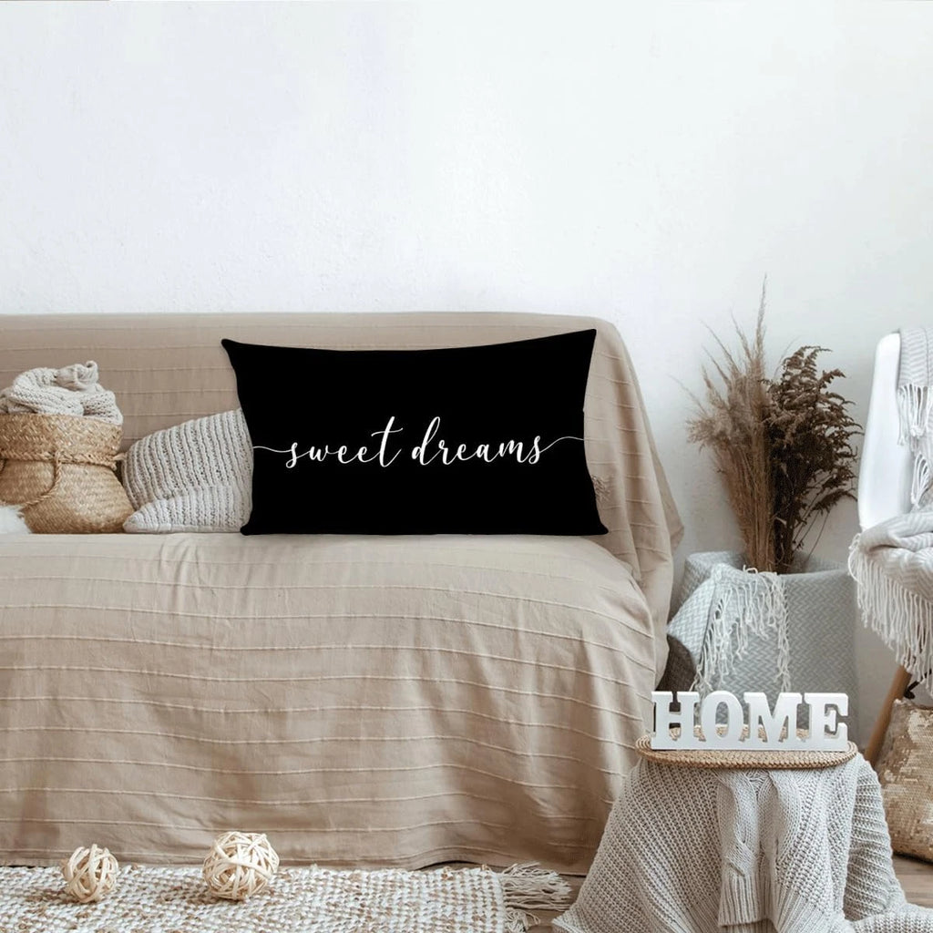 Black Decorative Pillow Covers, Decorative Pillows for Bed, Sweet Dreams Pillow