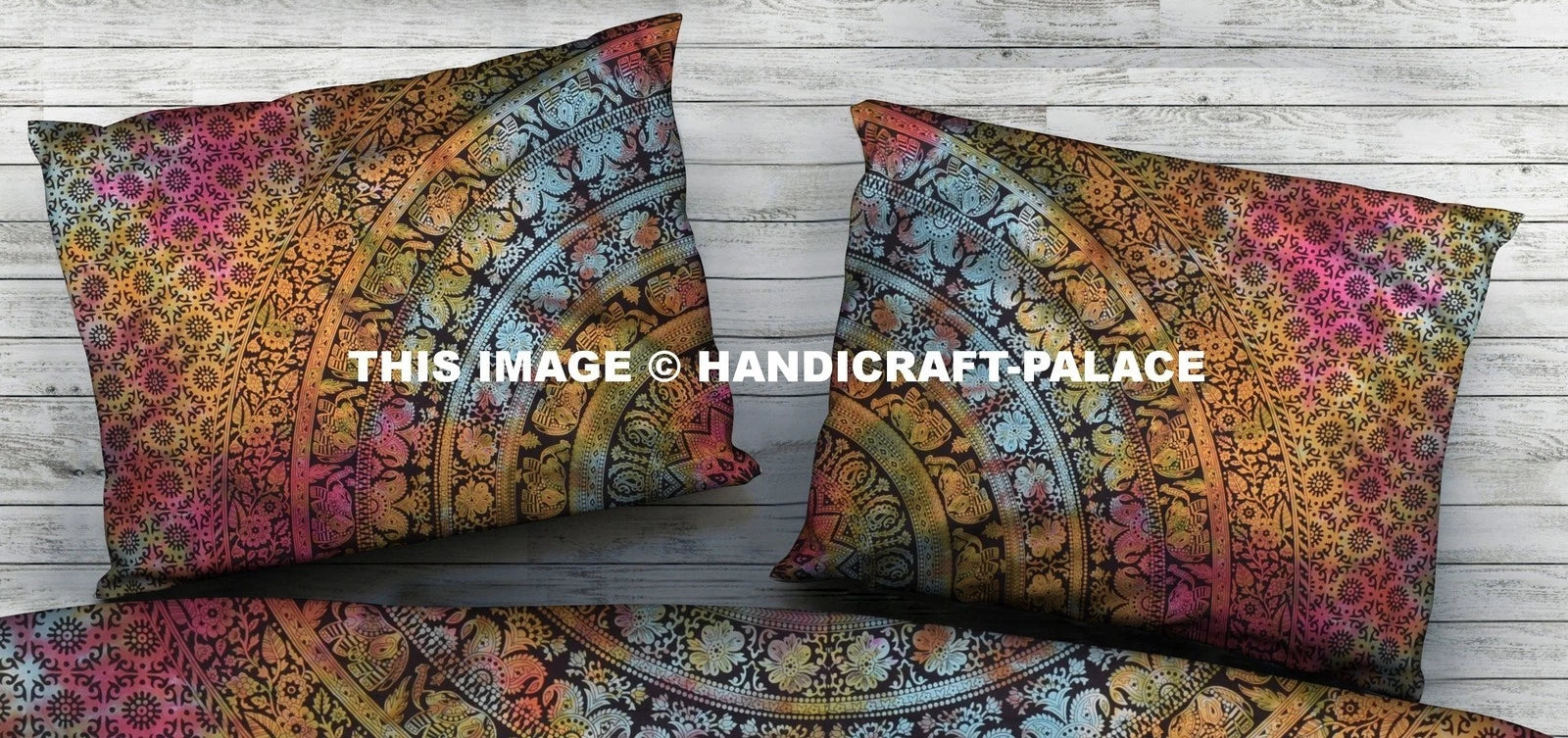 Indian Elephant Mandala Pillow Case Sofa Throw Cotton Cushion Bedding Decor Sham