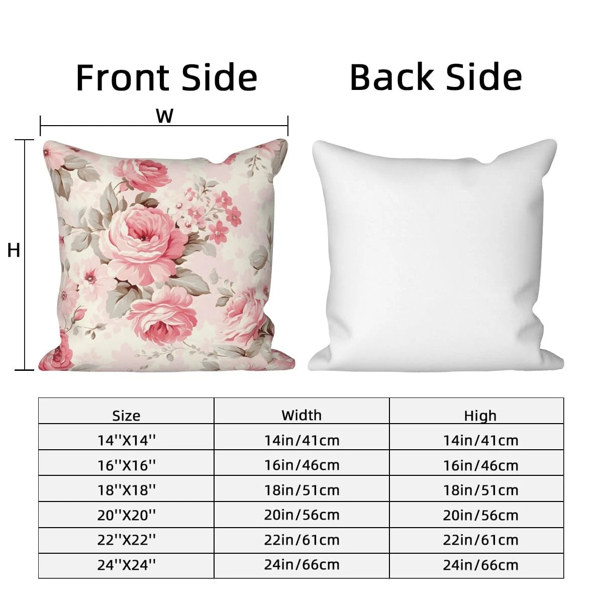 4 Pcs/Set Rose Flowers Pillow Covers Summer Floral Green Leaves Pink Watercol...