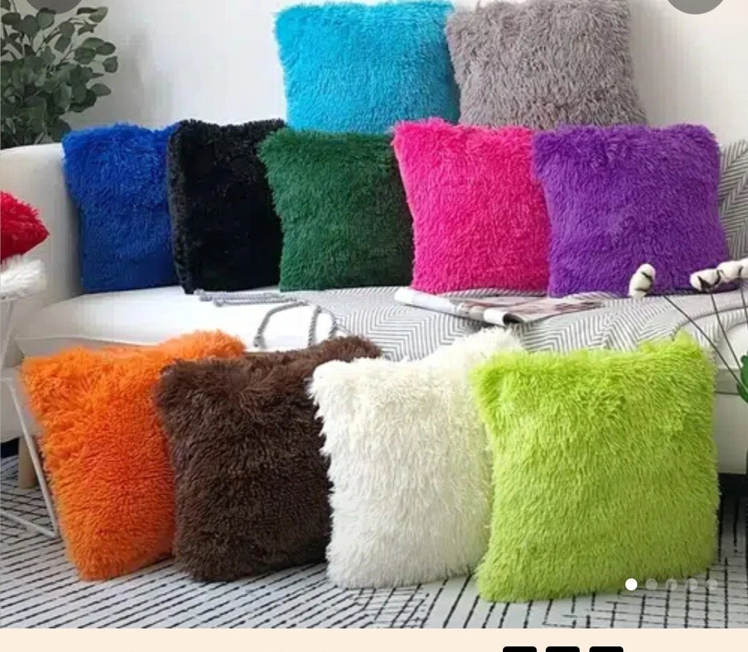Decorative cushion Plush set of  2 Pillow cover18x18  black  for sofa or bed