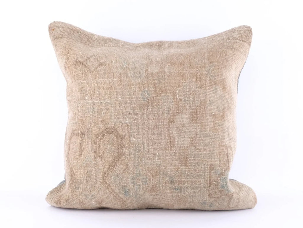 Vintage Turkish Kilim Pillow Cover 24"x24" – Handwoven Wool Boho Cushion Case