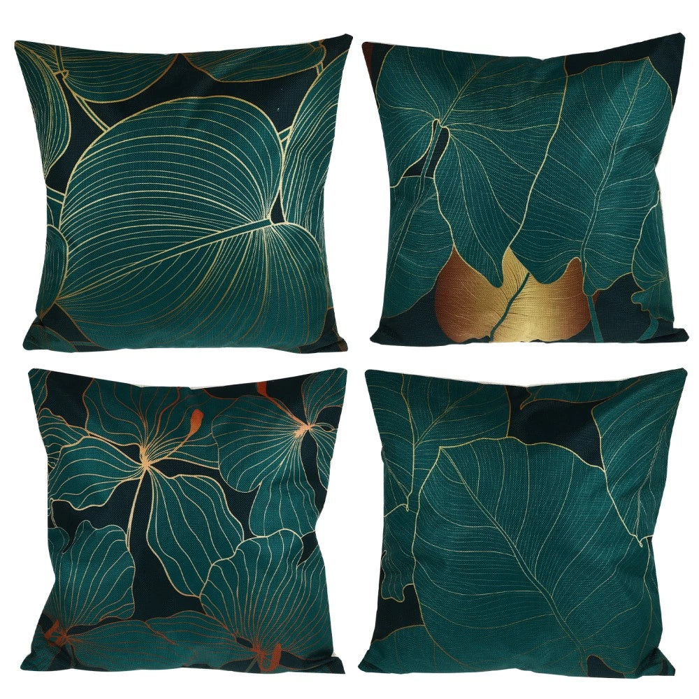 4 Pcs Leaf Decorative Pillow Cover Boho Cushion Travel Couch Bed Pillowcase