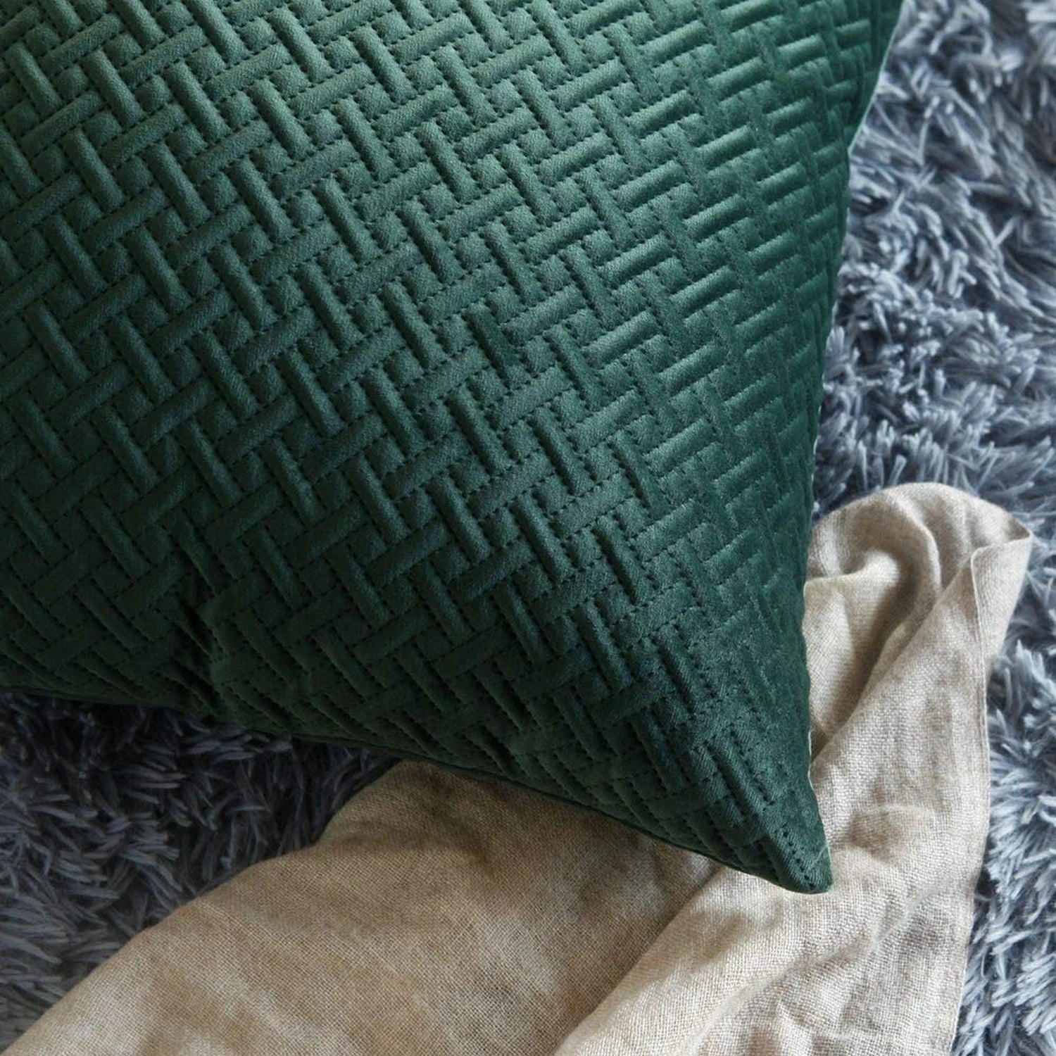 Artcest Set of 2, Decorative Velvet Bed Throw Pillow Case, Sofa Soft Quilted ...