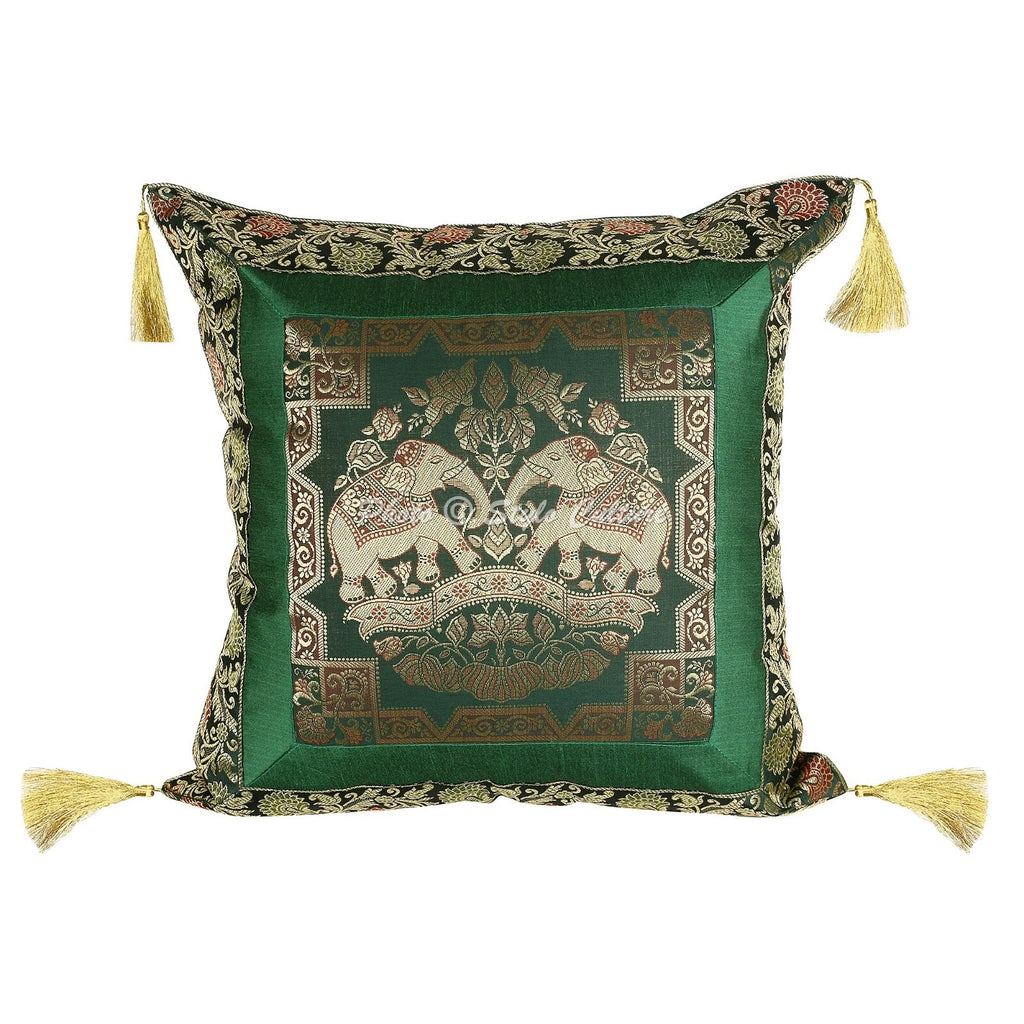Handwoven Home Decor Cushion Elephant Brocade Jacquard Pillow Cover Case