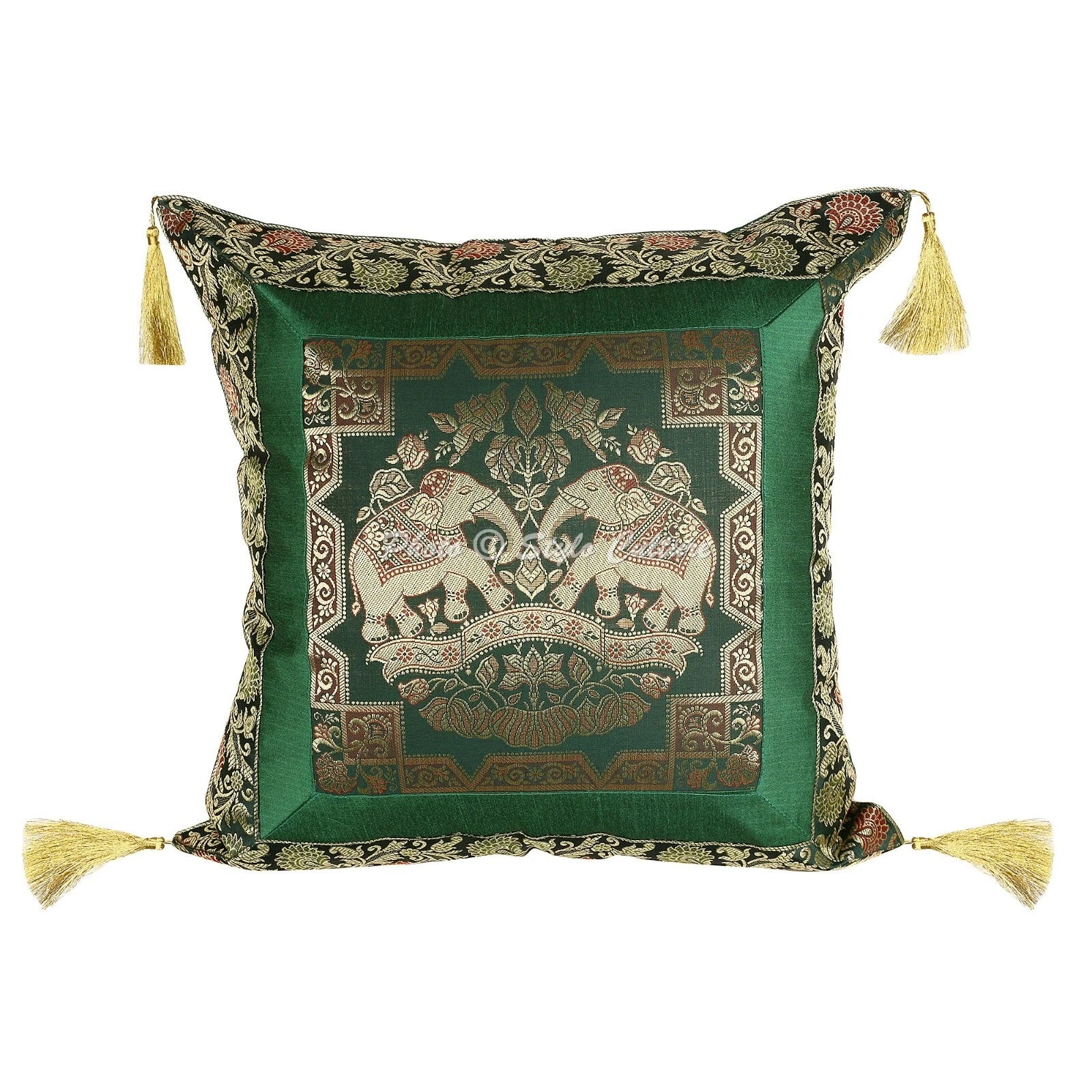 Handwoven Home Decor Cushion Elephant Brocade Jacquard Pillow Cover Case