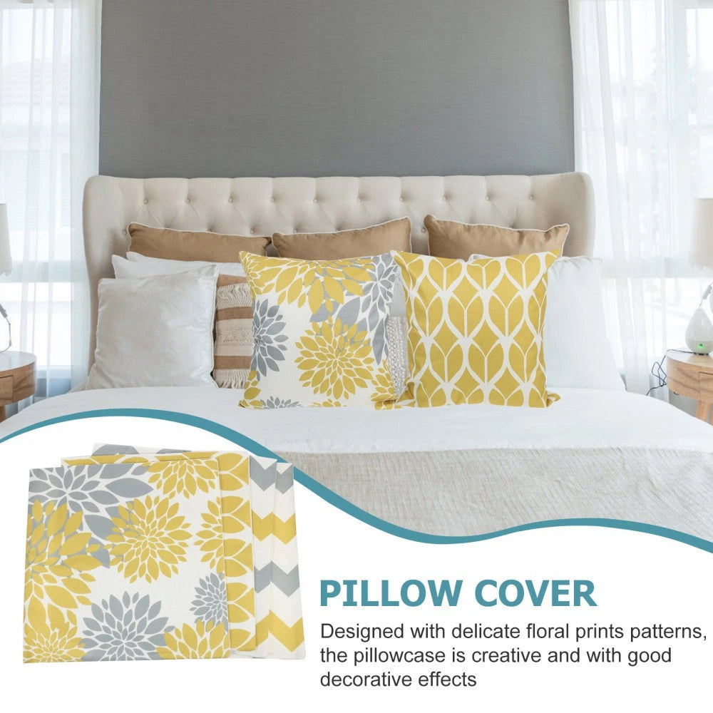 4 Pcs Pillow Case Office Linen Sofa Pillowcase Bed Cushion Cover
