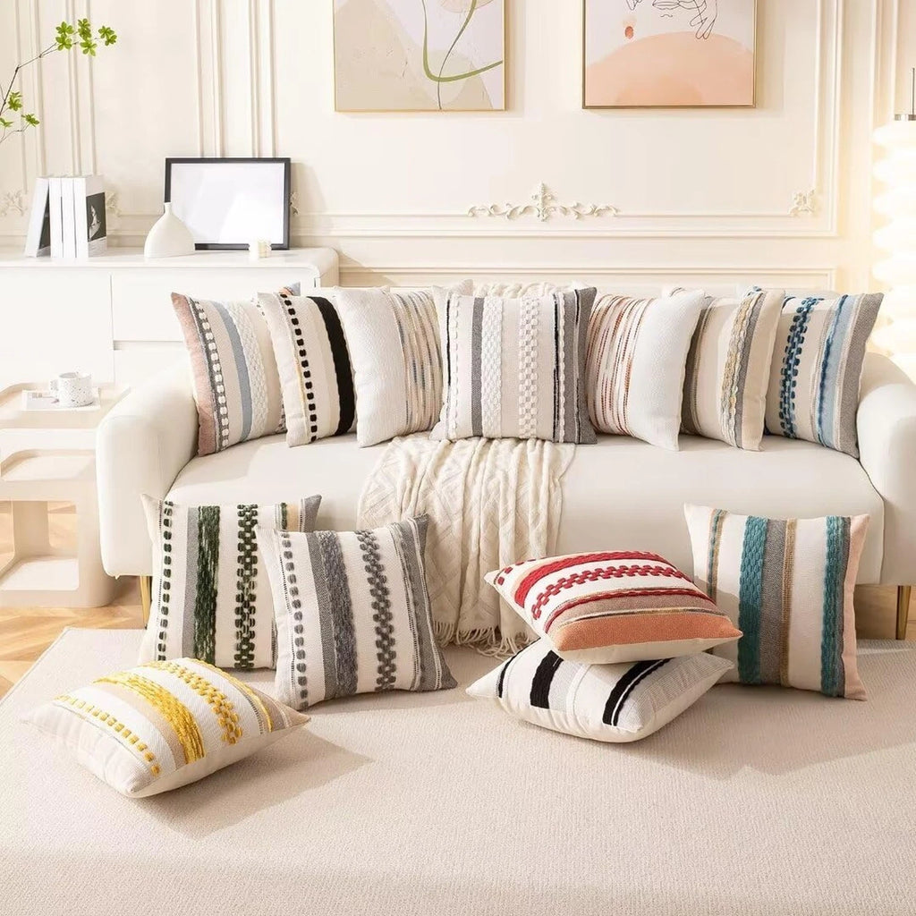 Boho Throw Pillow Covers 18x18 Set of 2 Farmhouse Decorative Cushion Case Str...