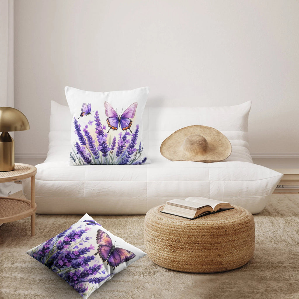 4pcs Butterfly Plant Purple Floral Pillow Case Cushion Cover Sofa Home Decor