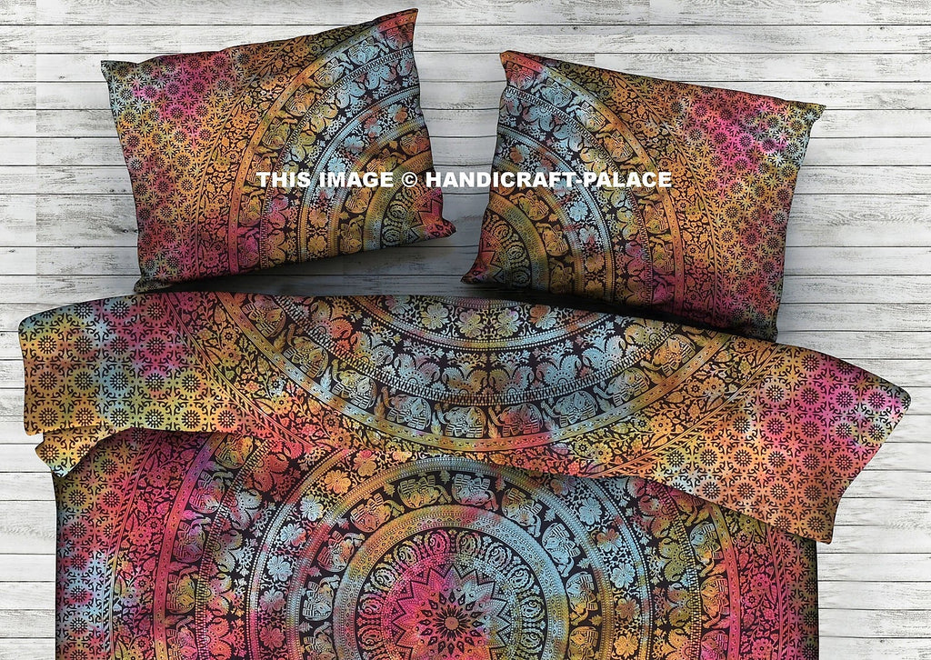 Indian Elephant Mandala Pillow Case Sofa Throw Cotton Cushion Bedding Decor Sham