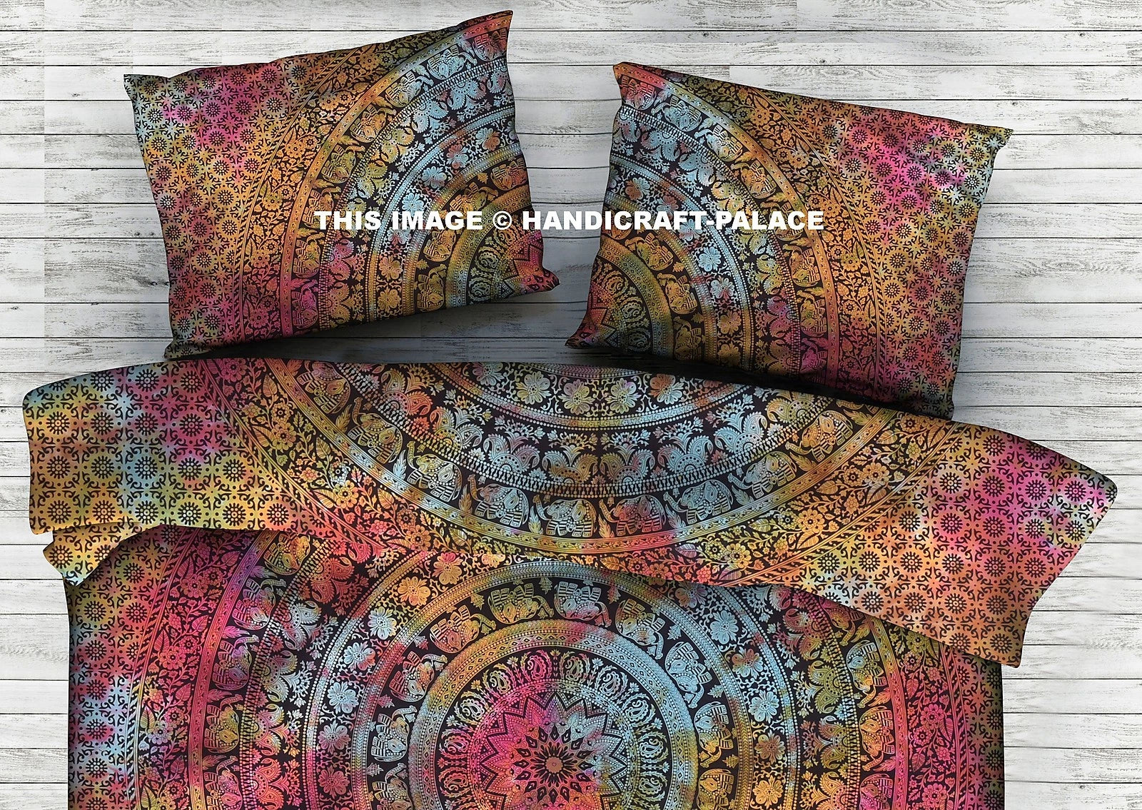 Indian Elephant Mandala Pillow Case Sofa Throw Cotton Cushion Bedding Decor Sham