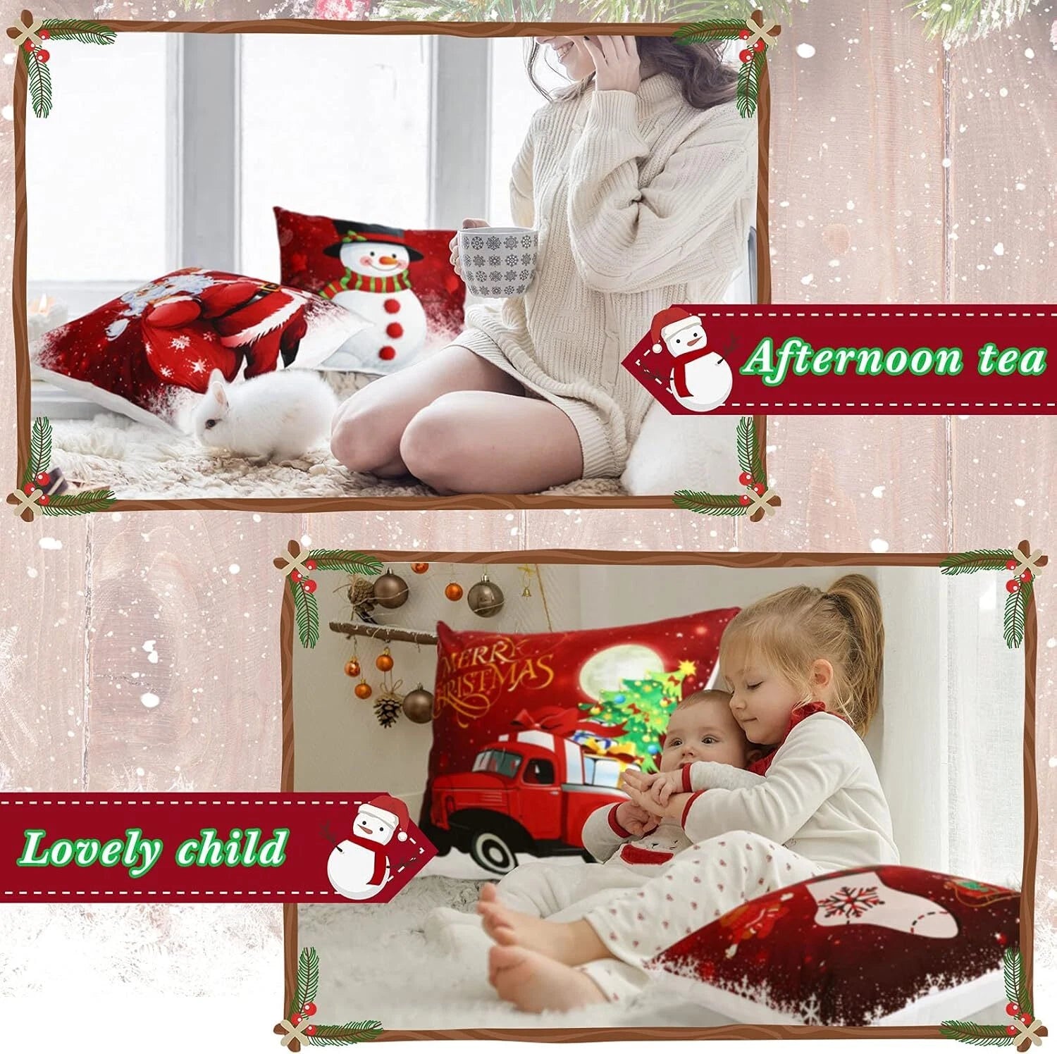 1PC Christmas Pillow Cover 45x45cm Holiday Decoration Throw Case for Sofa Couch
