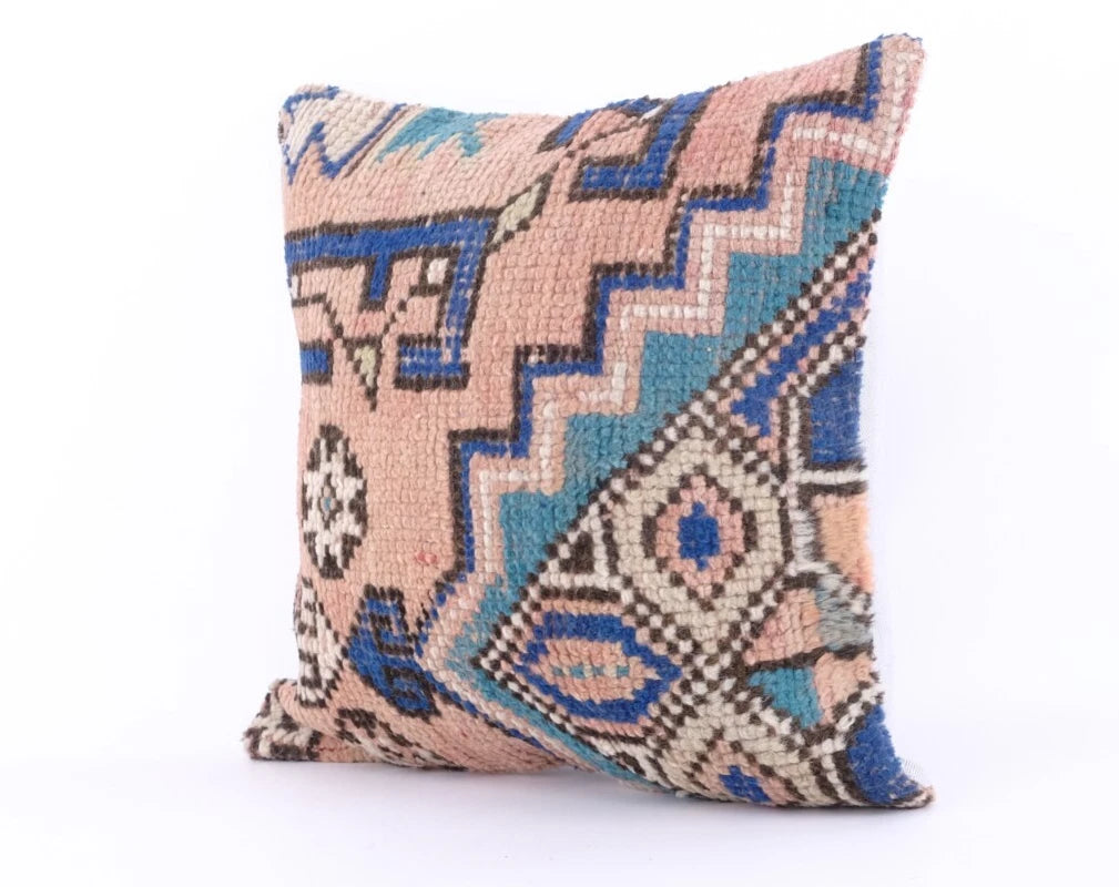 Kilim Pillow Cover 16x16 Oushak Anatolian Handmade Rug Carpet Sofa Cushion Case