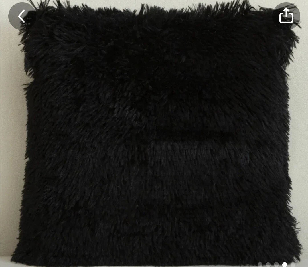 Decorative cushion Plush set of  2 Pillow cover18x18  black  for sofa or bed