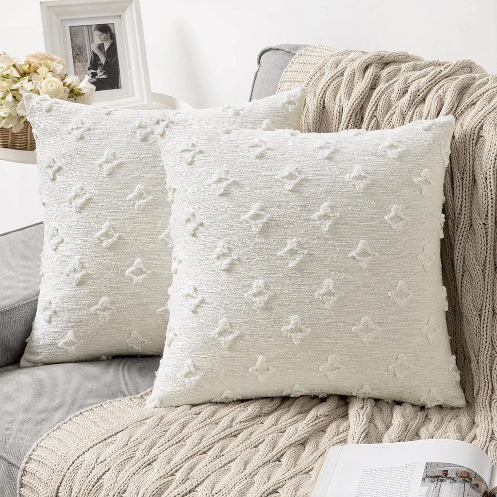 MIULEE Set of 2 Decorative Throw Pillow Covers Rhombic Jacquard Pillowcase So...