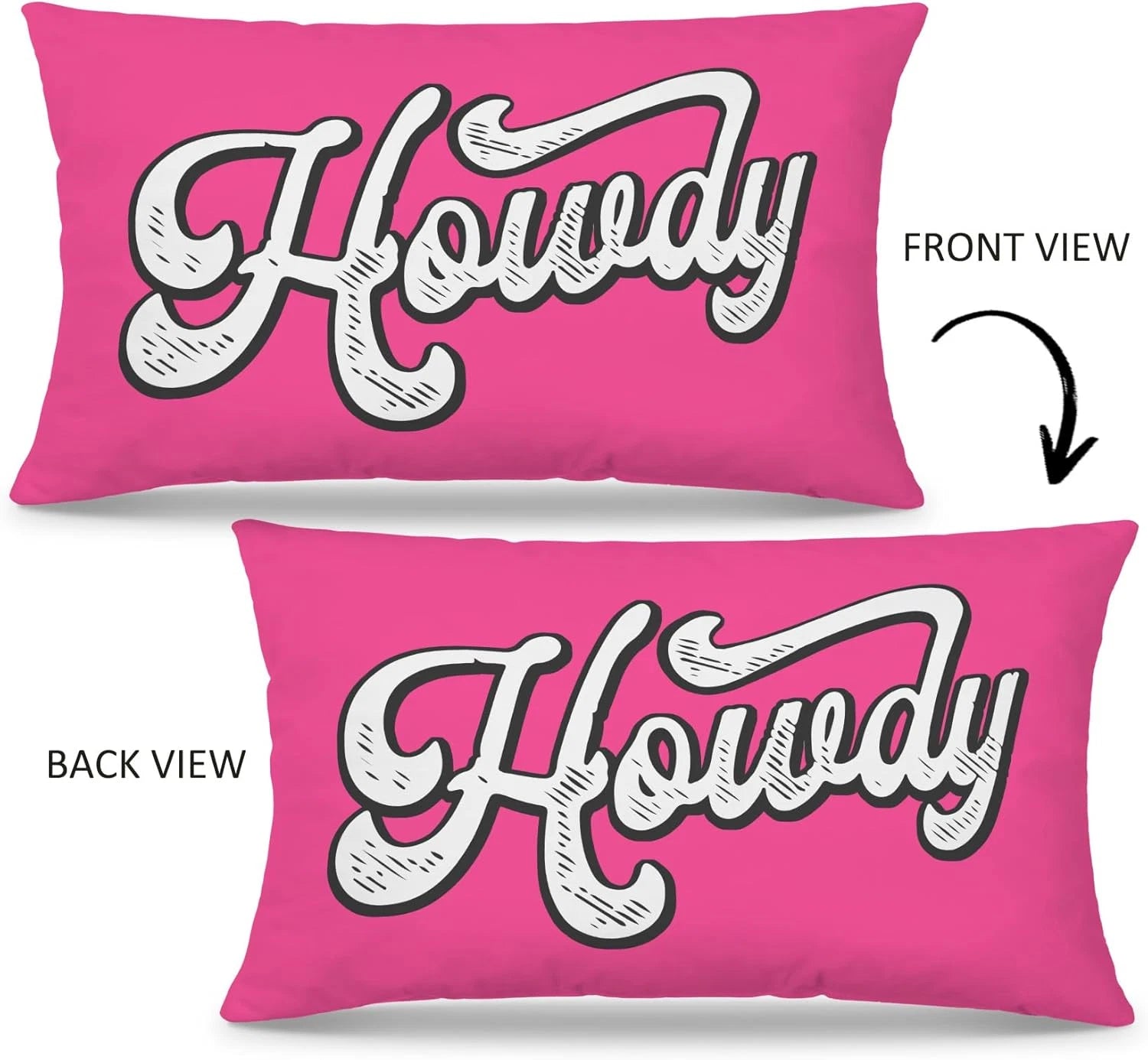Preppy Funny Pink Howdy Throw Pillow Covers Couch Home Cushion Cover, Western Co