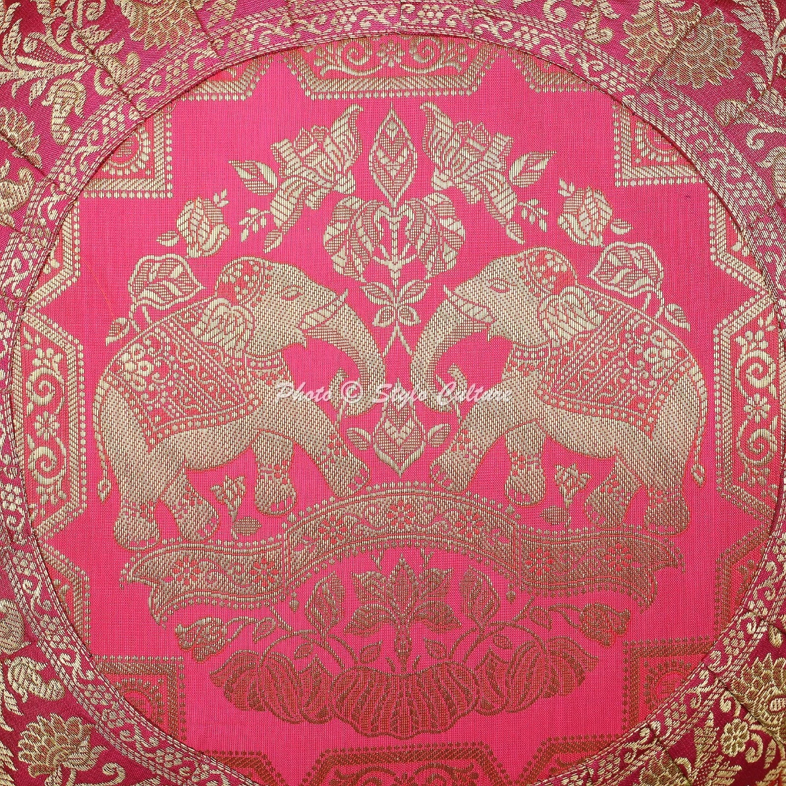 Cushion Cover Elephant Brocade Jacquard 17 x 17 in Hippie Sofa Car Pillow Case