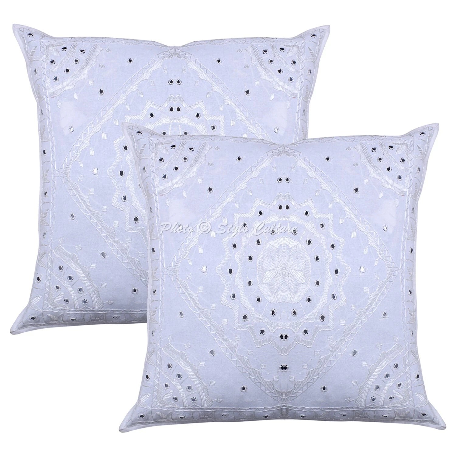 Embroidered Cushion Cover Ethnic Throw Pillow Case Hippie Gypsy Home Decor