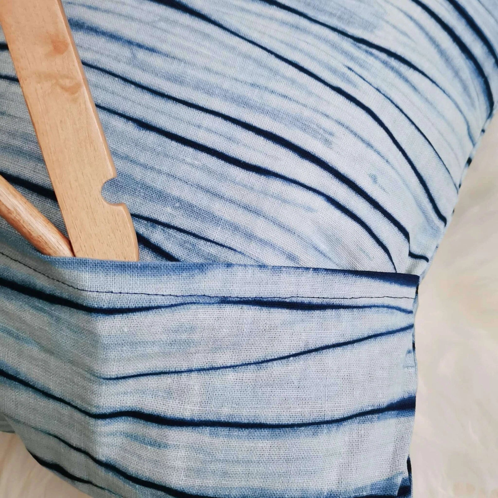Indigo Tie-Dye Pillowcase,  Throw Cushion Cover, Shibori Heavy Cotton Linen 18''
