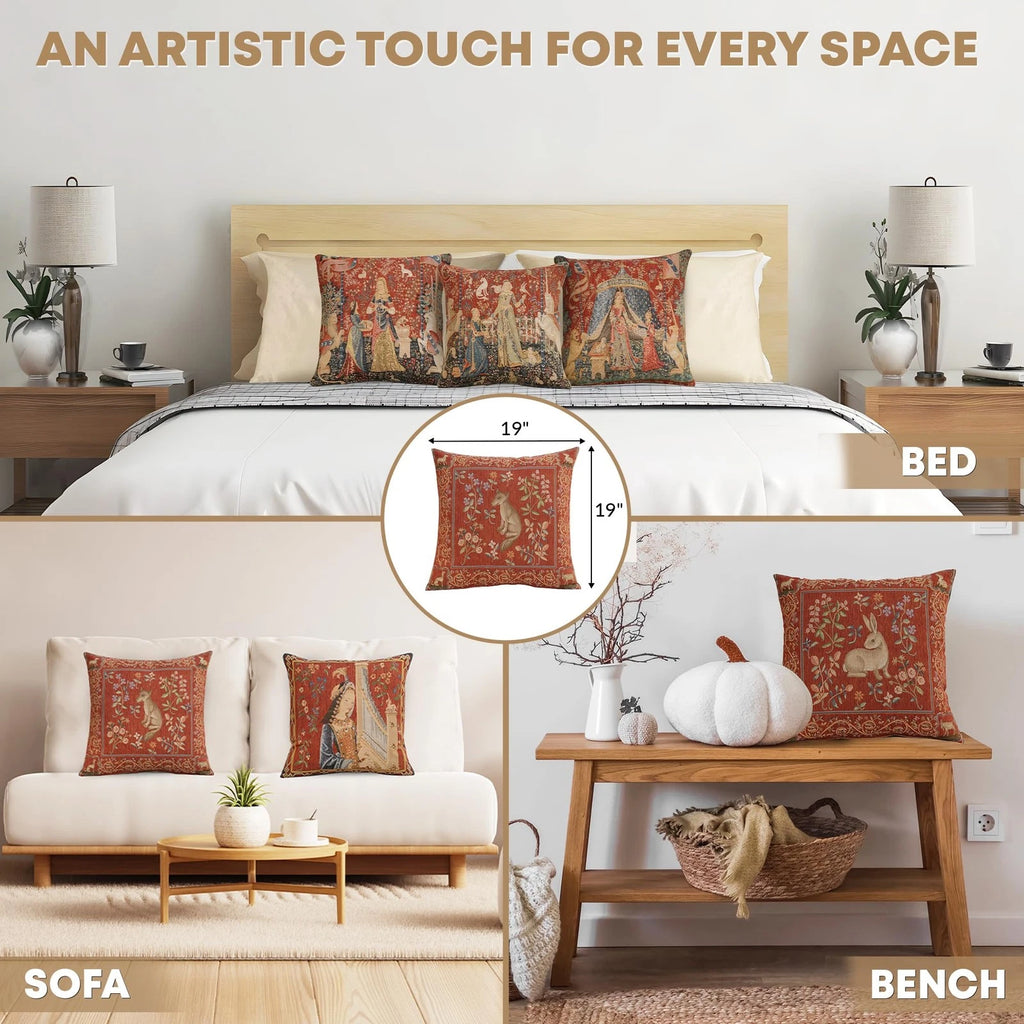 Charlotte Home Furnishings Couch Pillow Covers 19x19 in, Tapestry Throw Pillo...
