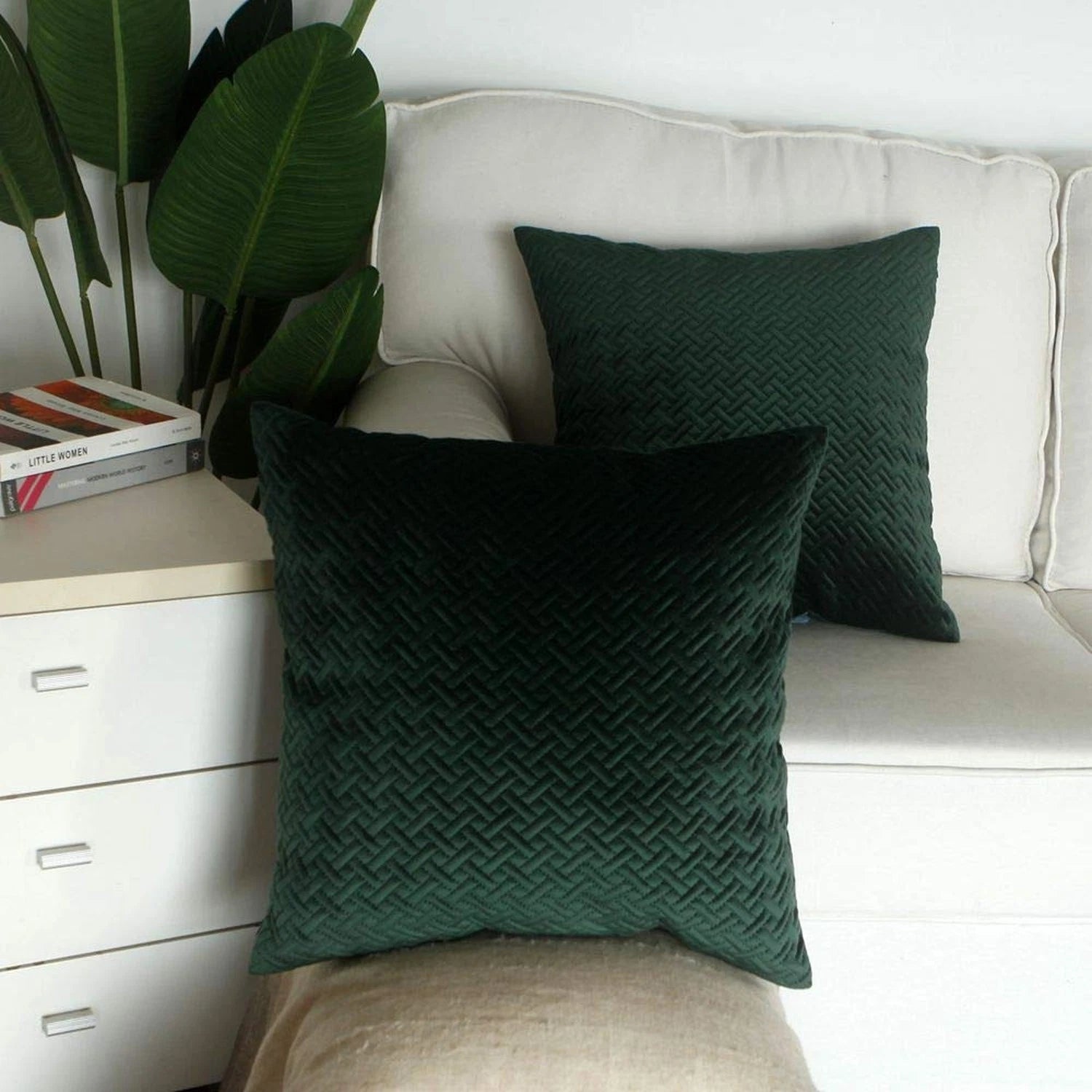 Artcest Set of 2, Decorative Velvet Bed Throw Pillow Case, Sofa Soft Quilted ...