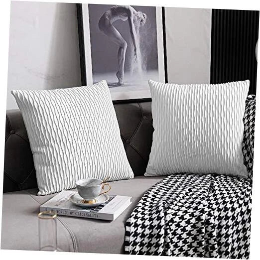 Striped Couch Pillow Cases: 2 Pack 24x24 Inch 24" x 24" (Pack of 2) White
