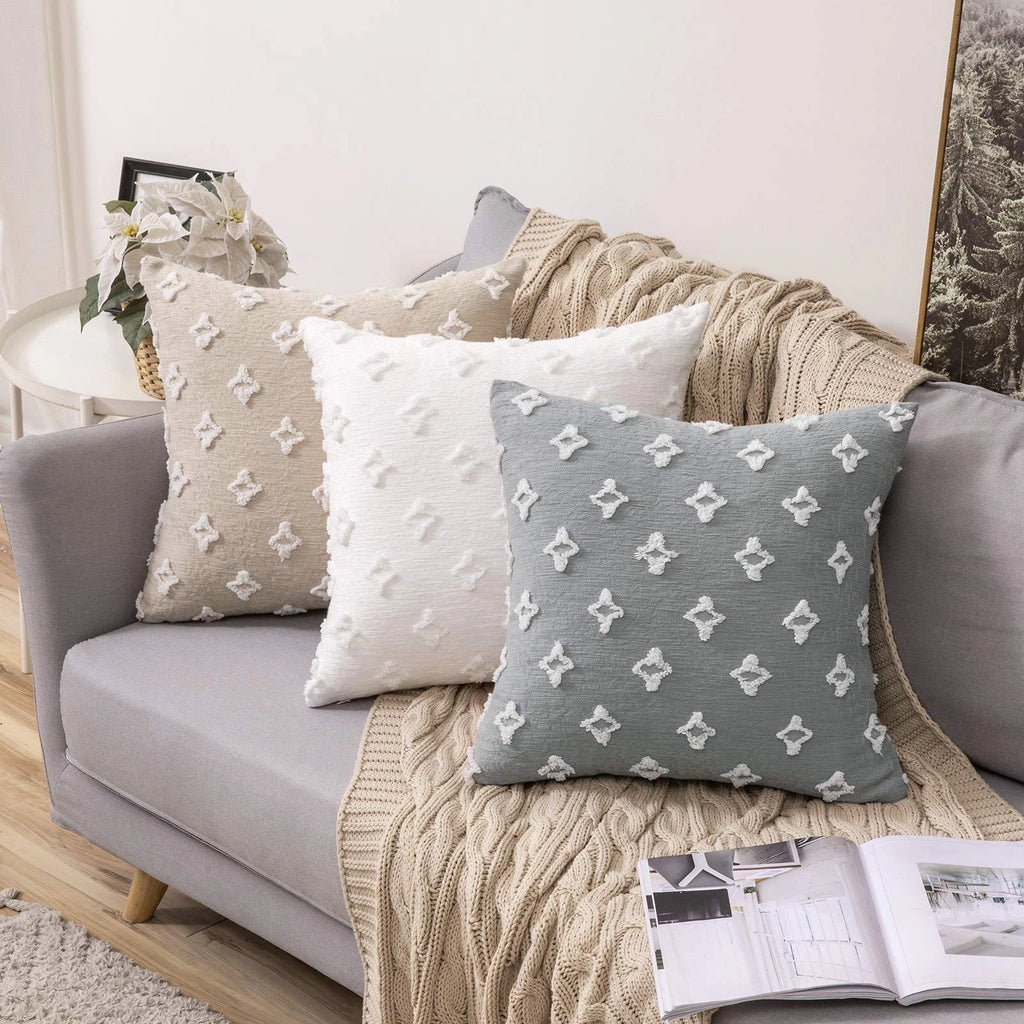 MIULEE Set of 2 Decorative Throw Pillow Covers Rhombic Jacquard Pillowcase So...