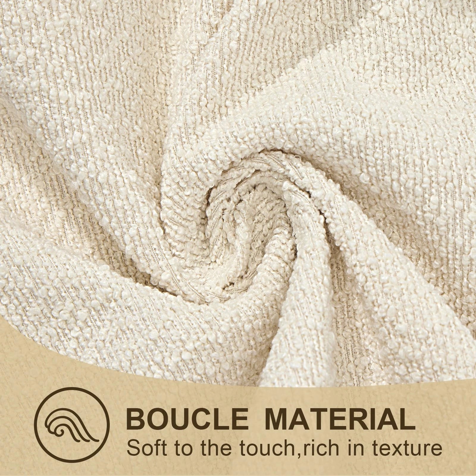 Boucle Decorative Lumbar Pillow Covers 14x36 Beige Textured Body Pillowcase N...