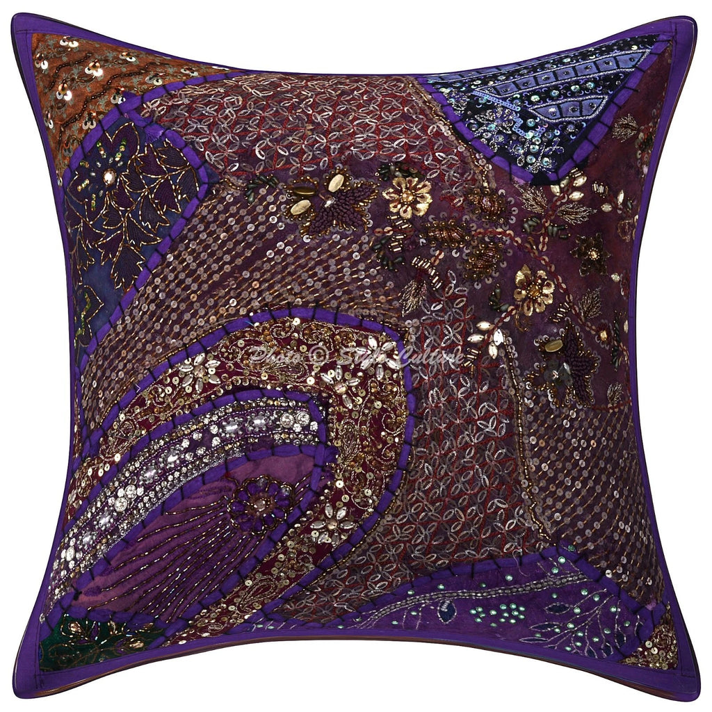 Decorative Home Decor 16 x 16 in Boho Cushion Cover Beaded Boho Sofa Pillow Case