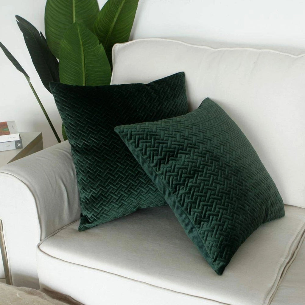 Artcest Set of 2, Decorative Velvet Bed Throw Pillow Case, Sofa Soft Quilted ...
