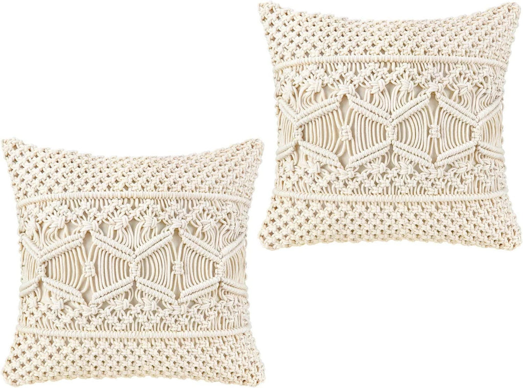 NWT Mkono Throw Pillow Cover Macrame Cushion Case (NO Inserts) 2p Set