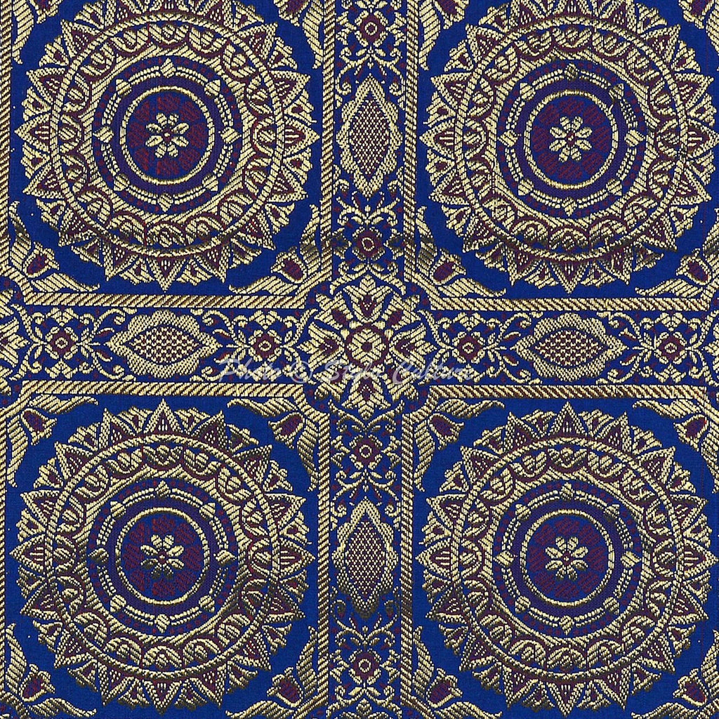 Indian Brocade Decorative Jacquard Pillow Covers Blue Mandala Sofa Cushion Cover