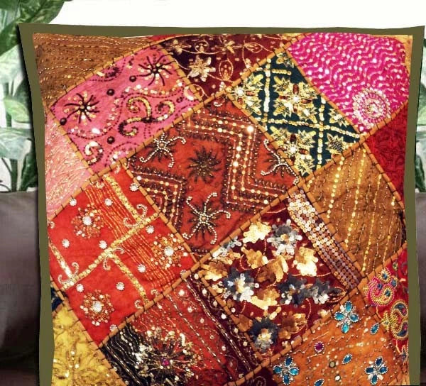 ANNIVERSARY GIFT ETHNIC SARI ART ACCENT SOFA BED THROW CUSHION PILLOW COVER 30"
