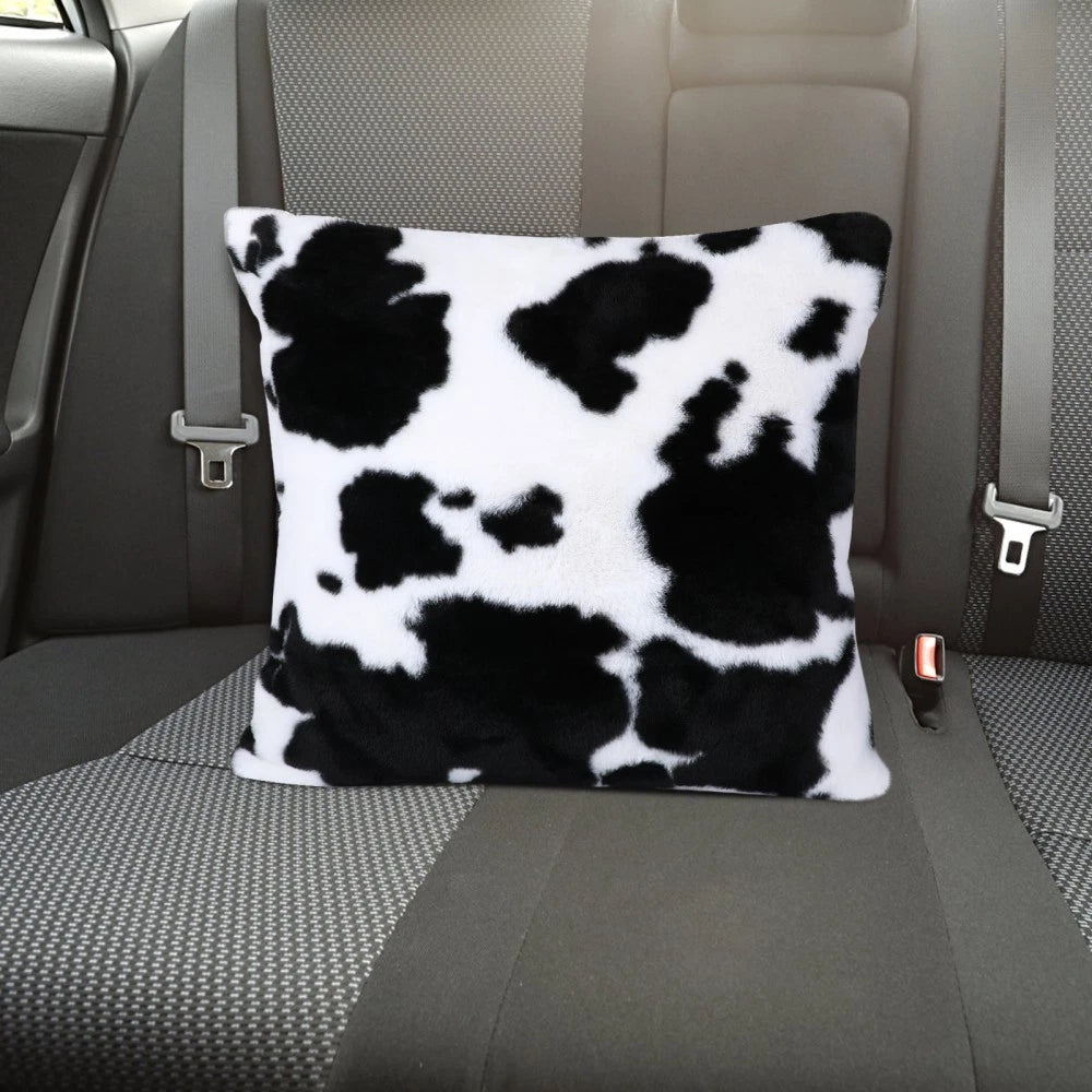 Cow Plush Cushion Travel Pillow Covers Decorative Pillowcase for Sofas