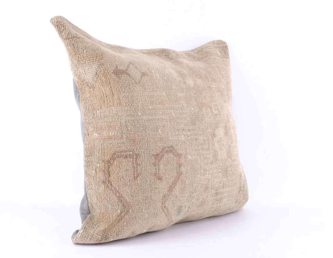 Vintage Turkish Kilim Pillow Cover 24"x24" – Handwoven Wool Boho Cushion Case