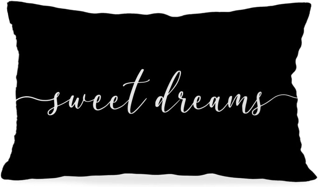 Black Decorative Pillow Covers, Decorative Pillows for Bed, Sweet Dreams Pillow